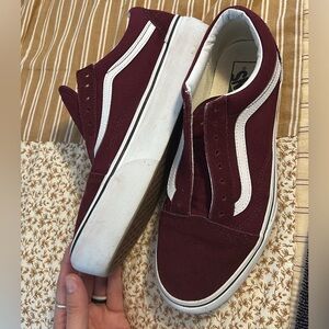 Like new platform burgundy vans woman’s 8.5 NO shoestrings